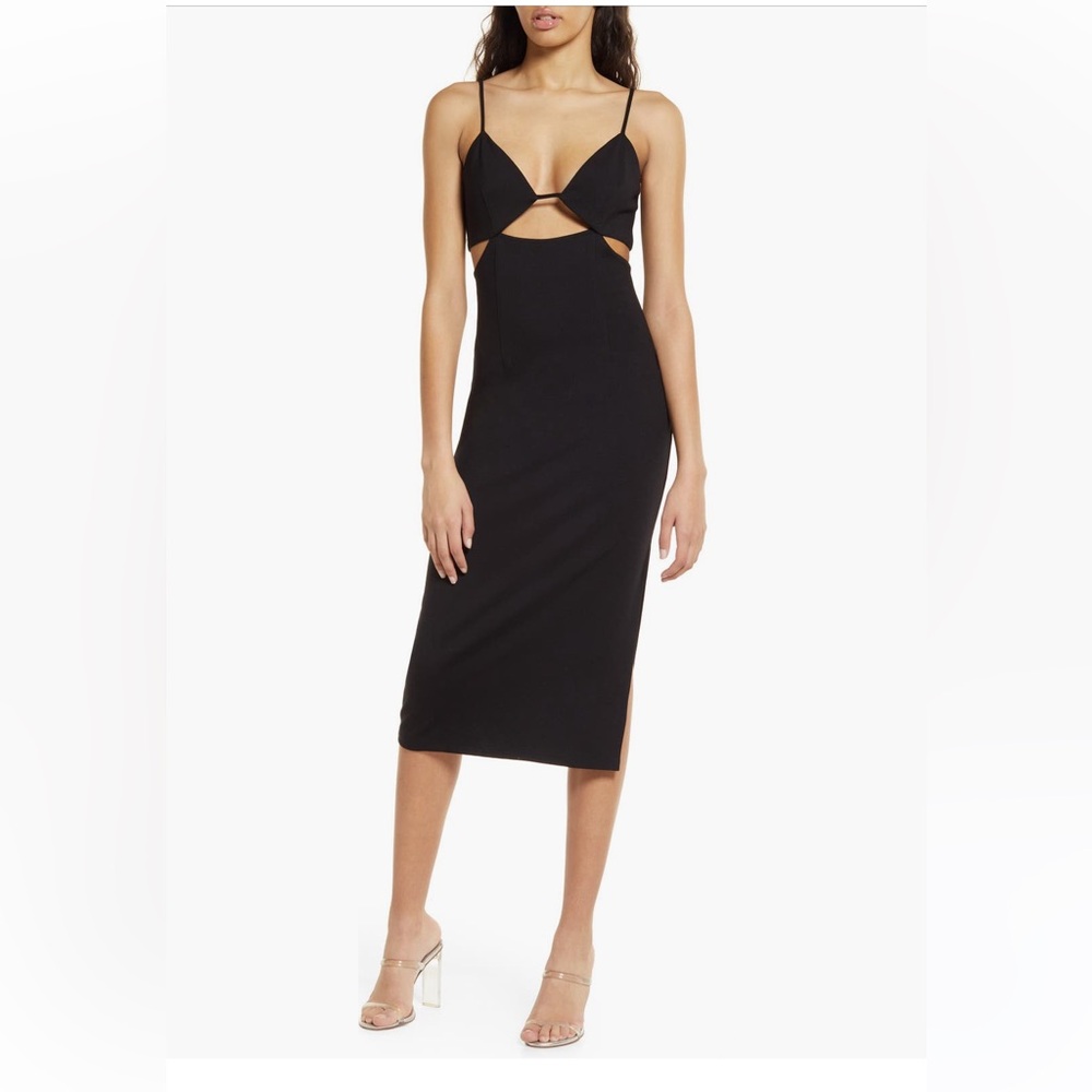 4Si3nna Elegant cutout bra top Black Midi Dress size Small 2-4 NWT